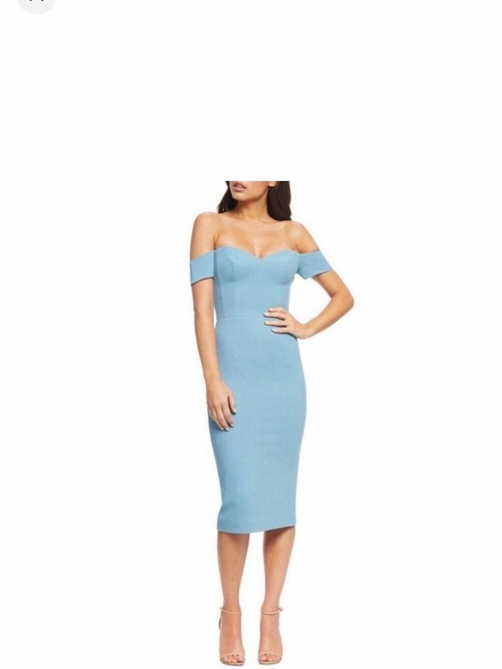 Dress the Population One-Shoulder Light Blue Bodycon Midi Dress